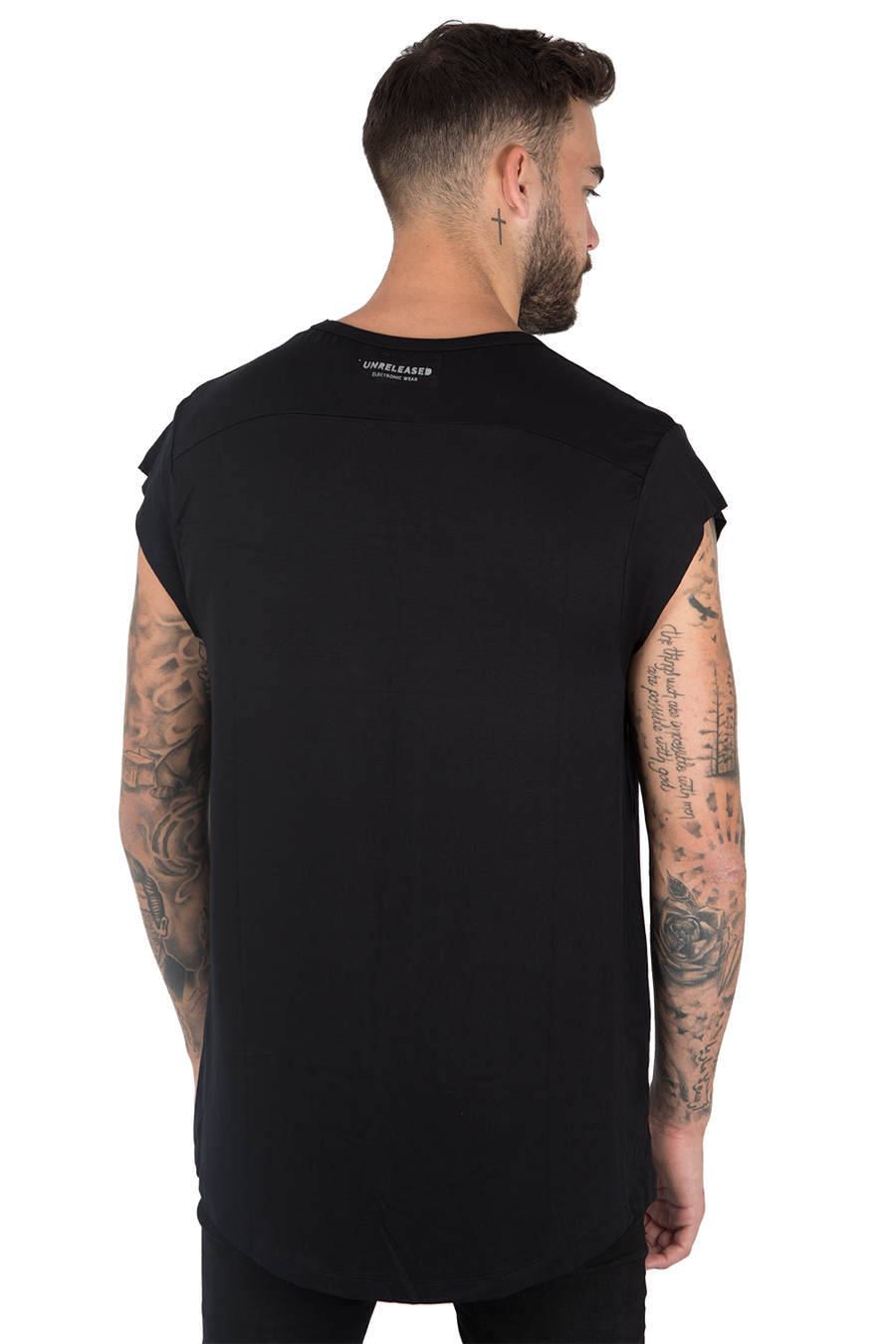 CUTTED SLEEVES T-SHIRT - BLACK