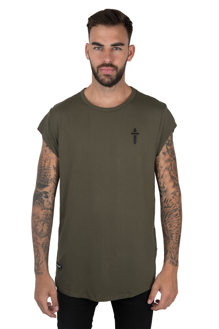 CUTTED SLEEVES T-SHIRT - GREEN