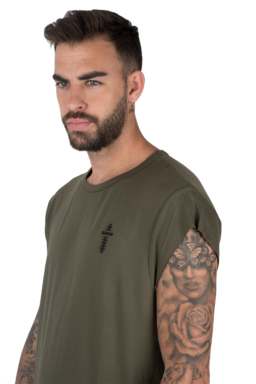 CUTTED SLEEVES T-SHIRT - GREEN